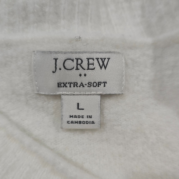 J Crew Mens L Colorblock Tan Ivory Crewneck Extra Soft Yarn Pullover Sweater - Picture 3 of 4